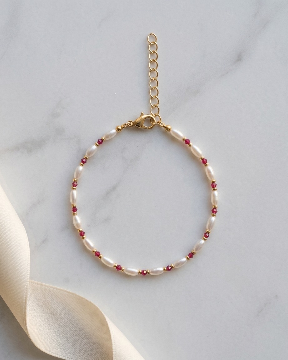 צמיד פנינה ורוד - תמונה 2